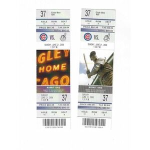 Chicago Cubs vs Cleveland Indians Unused Baseball Tickets from 6/21/2009